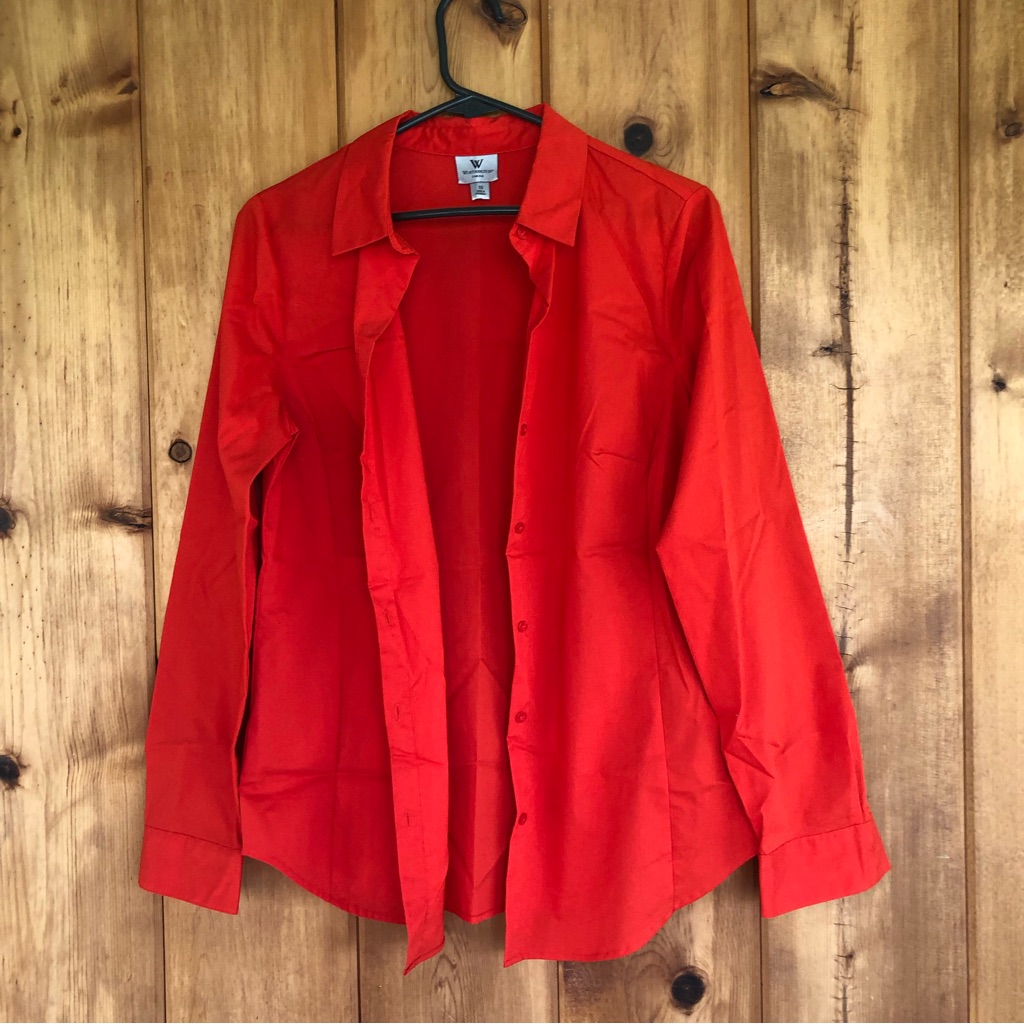 Orange Button Down Collared Shirt